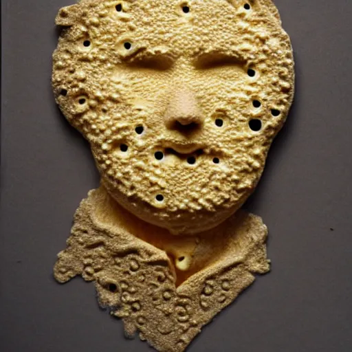 Prompt: man made out of swiss cheese, detailed portrait, lots of holes, ( cheese time )