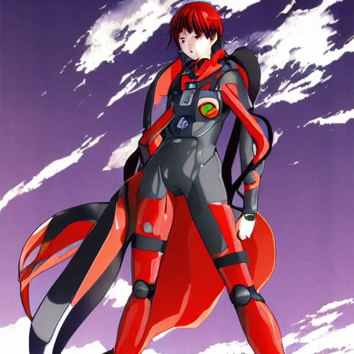 Prompt: Asuka in plugsuit, official artwork