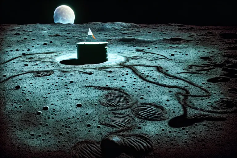 Image similar to 🤡 cthulhu on the lunar surface, moon, horizon, photorealistic, movie still