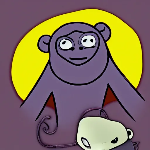 Image similar to a cartoon monkey in the style of adventure time