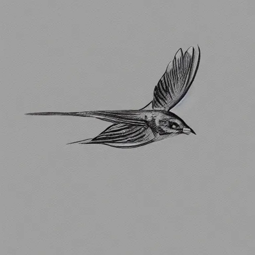 Prompt: illustration of a tiny bird flying into an ear