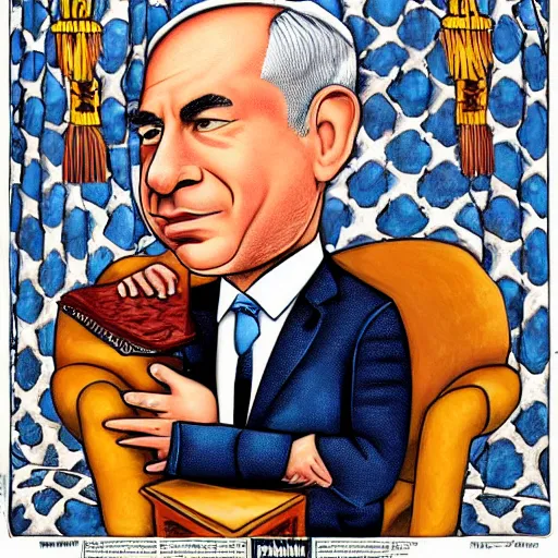 Prompt: benjamin netanyahu by todd schorr