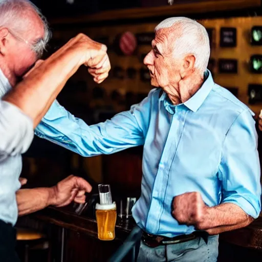 Image similar to grandpa punching out someone at the local pub