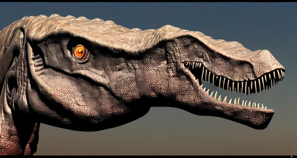 Image similar to a photo from a camera, detailed, anitomically correct, historically accurate dinosaur, subsurface scattering, realistic, featured on flickr, wide angle, horizontal orientation, very coherent, hyper realism, high detail, 8 k