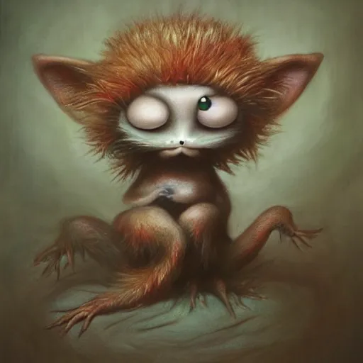 Image similar to a weird surreal and whimsical furry creature, fantasy concept art by nicoletta ceccoli, mark ryden, lostfish, max fleischer