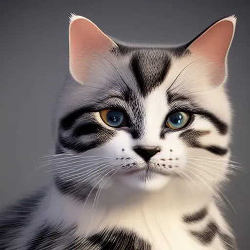 Prompt: still photo of a cute american bobtail kitty, highly detailed, photorealistic portrait, bright studio setting, studio lighting, crisp quality and light reflections, unreal engine 5 quality render