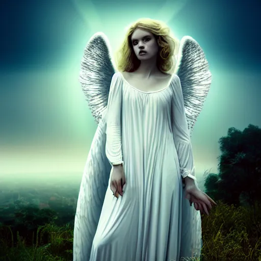 Prompt: photographic portrait of a stunningly beautiful gothic angel in heaven with divine light in soft dreamy light at sunset, contemporary fashion shoot, by edward robert hughes, annie leibovitz and steve mccurry, david lazar, jimmy nelsson, breathtaking, 8 k resolution, extremely detailed, beautiful, establishing shot, artistic, hyperrealistic, beautiful face, octane render
