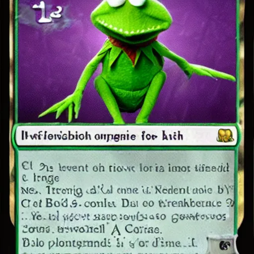 Image similar to kermit the frog as a magic the gathering card