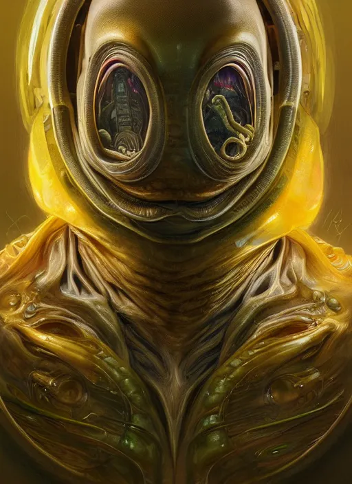 Image similar to elon musk as slimy mollusk, anthropomorphic character, drool, concept art, intricate, elegant, highly detailed, digital painting, artstation, wallpaper, smooth, sharp focus, illustration, art by h. r. giger and artgerm and greg rutkowski and alphonse mucha
