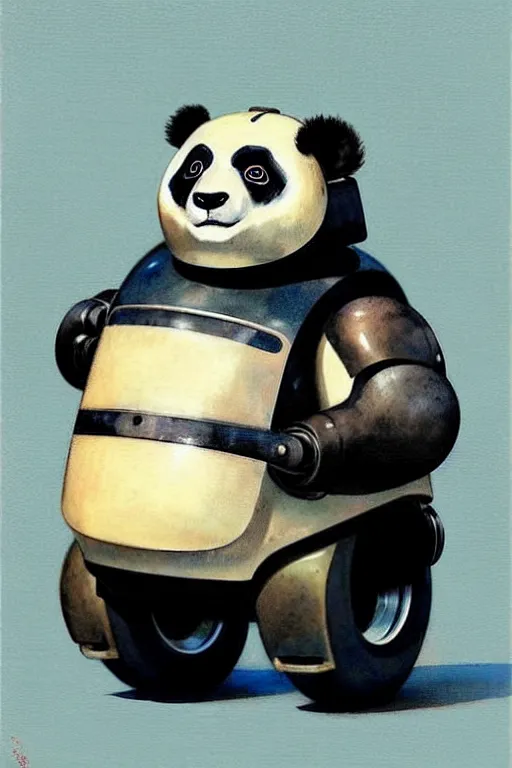 Image similar to ( ( ( ( ( 1 9 5 0 s retro future android robot fat robot panda wagon. muted colors., ) ) ) ) ) by jean - baptiste monge,!!!!!!!!!!!!!!!!!!!!!!!!!