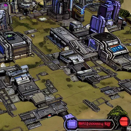 Prompt: a hyperion mega city in borderlands