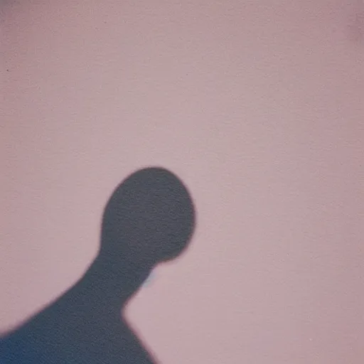 Image similar to a pink ghostly shadow on a plain white wall, polaroid photo,