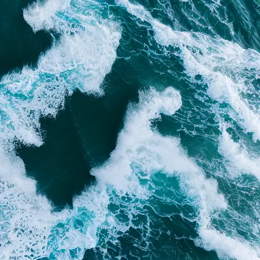 Prompt: turbulent ocean from above