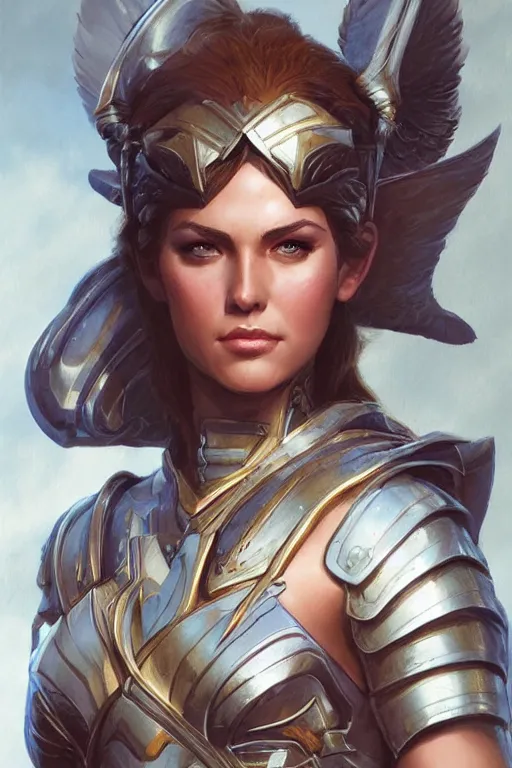 Image similar to amazon valkyrie athena, d & d, fantasy, portrait, highly detailed, headshot, digital painting, trending on artstation, concept art, sharp focus, illustration, art by artgerm and greg rutkowski and magali villeneuve