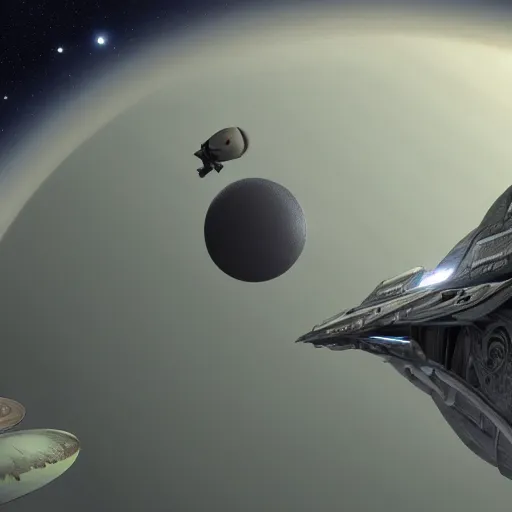 Image similar to small spaceship flying over an alien world by Jim Burns, sci-fi art, trending on artstation, hyper-realistic, 4K resolution