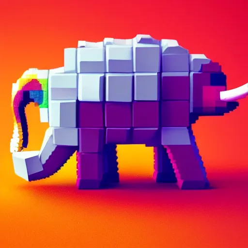 Image similar to voxel art of a cute elephant, orthographic, colorful, 4k, blender render