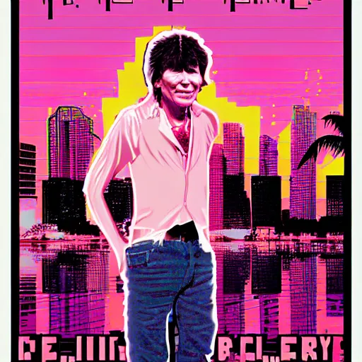 Image similar to bogdanoff brothers retrowave poster art miami