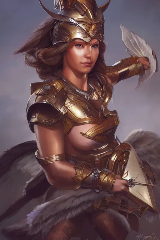 Image similar to amazon valkyrie athena, d & d, fantasy, portrait, highly detailed, headshot, digital painting, trending on artstation, concept art, sharp focus, illustration, art by artgerm and greg rutkowski and magali villeneuve