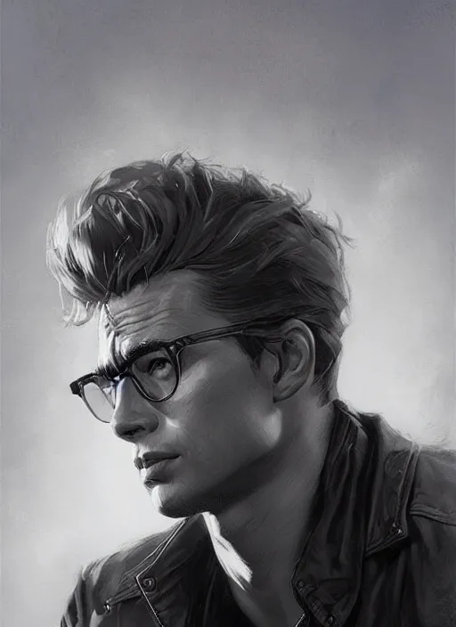 Image similar to Portrait James Dean, marvel comics, dark, intricate, highly detailed, smooth, artstation, digital illustration by Ruan Jia and Mandy Jurgens and Artgerm and Wayne Barlowe and Greg Rutkowski and Frank Frazetta