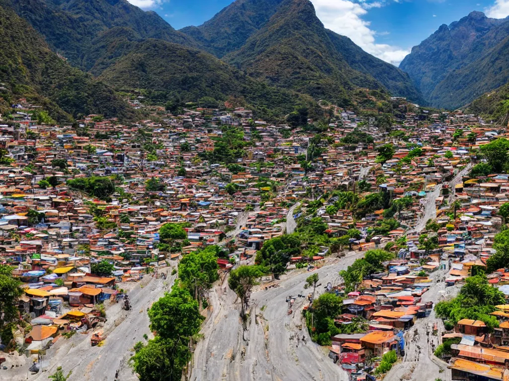 Image similar to south american city street in a valley with mountains