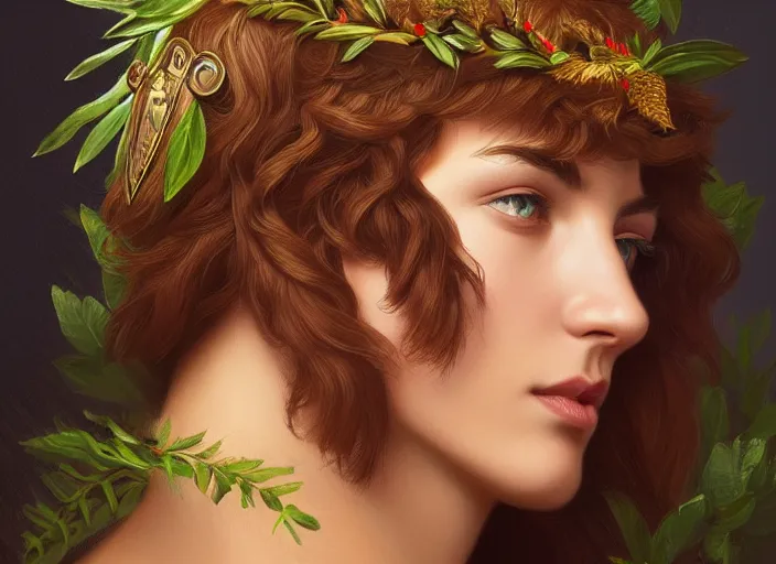 Image similar to laurel wreath on top of a head of fluffy caracal, photography of kurzgesagt, no people, deep focus, d & d, intricate, elegant, highly detailed, digital painting, artstation, concept art, matte, sharp focus, illustration, hearthstone, art by artgerm and greg rutkowski and alphonse mucha