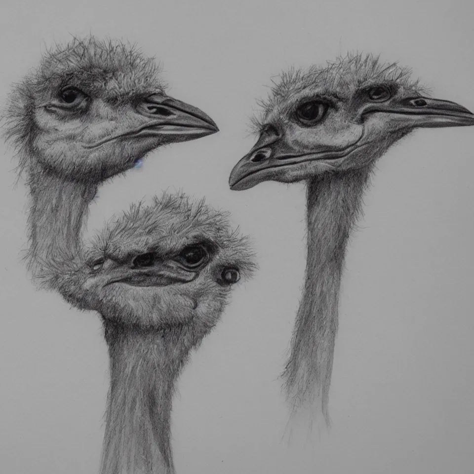 Image similar to a sketch of an ostrich