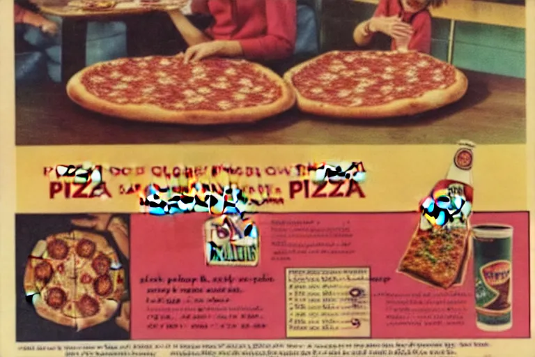 Image similar to 70s, pizza, advertisement