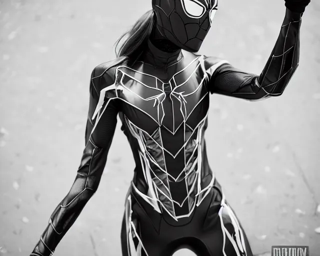 Image similar to iron spider suit, lomography lady grey