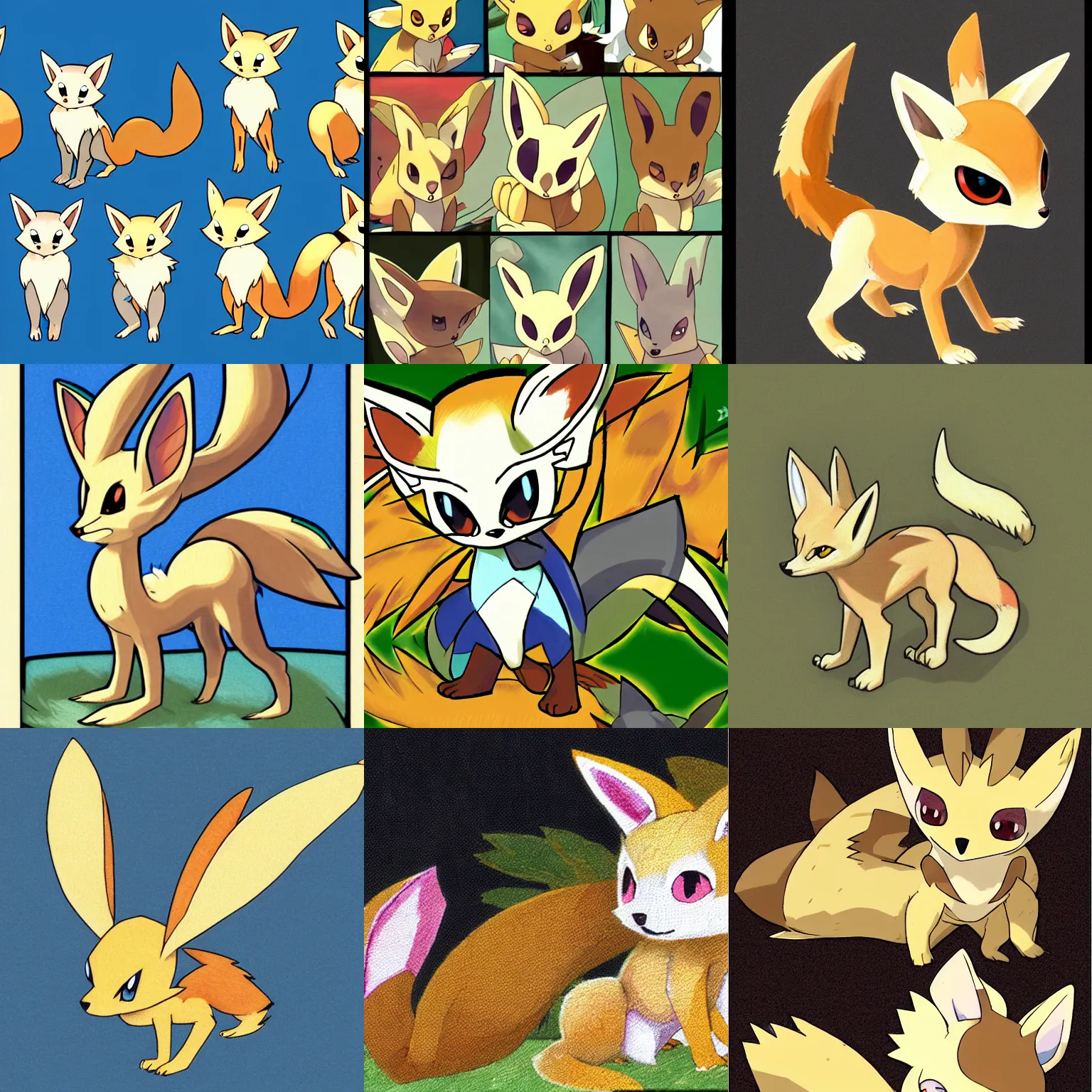 Prompt: fennec fox pokemon, by ken sugimori