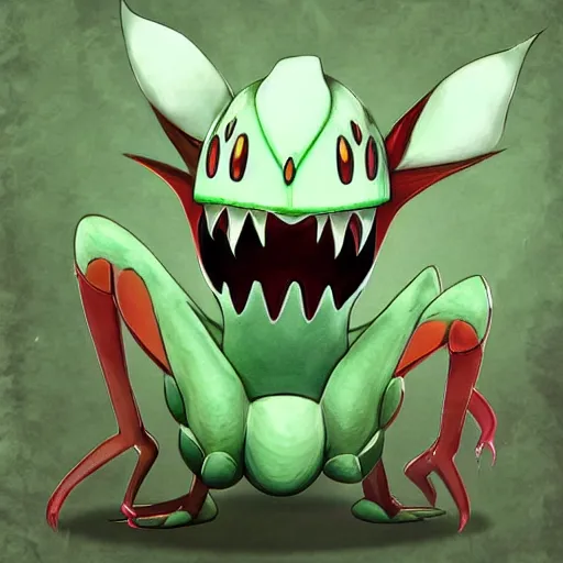 Prompt: a pokemon that looks like a dionaea muscipula, the dionaea muscipula that is laughing ， digital art, trending on art station. unreal engine.