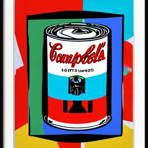 Image similar to andy warhol framed print with soup cans and darth vader pattern