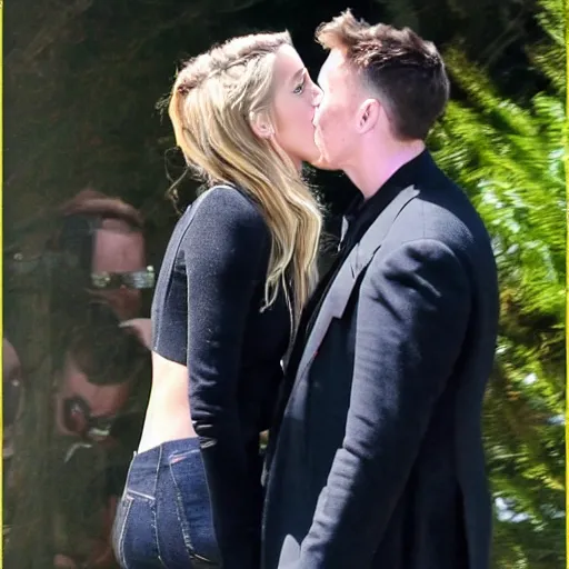 Image similar to amber heard and elon musk kissing