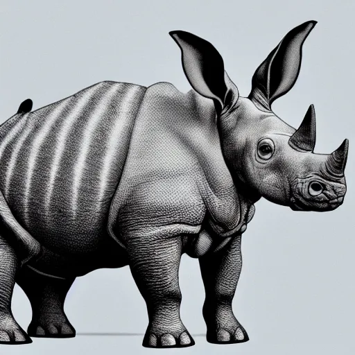 Prompt: a rabbit which is also a rhino