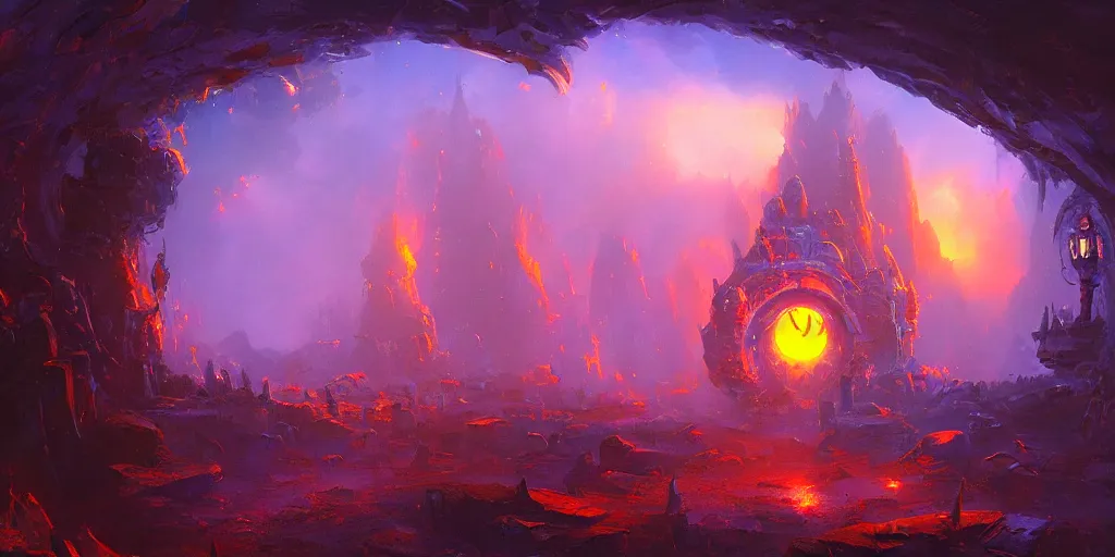 Image similar to fantasy world portal by Paul Lehr dramatic lighting, cinematic establishing shot, extremely high detail, photorealistic, cinematic lighting