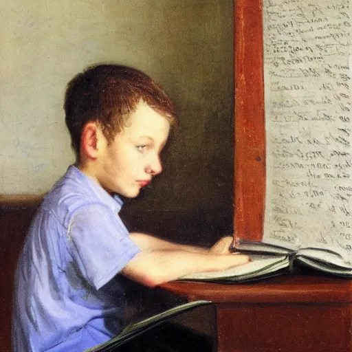 Image similar to a boy studying