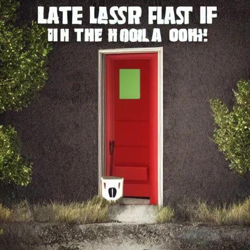 Image similar to the last person on earth gets a knock on their door, hyperrealistic