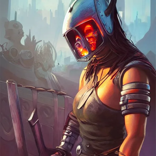 Image similar to cyberpunk viking helmet mask warrior goddess robot ninja fantasy, art gta 5 cover, official fanart behance hd artstation by jesper ejsing, by rhads, makoto shinkai and lois van baarle, ilya kuvshinov, ossdraws