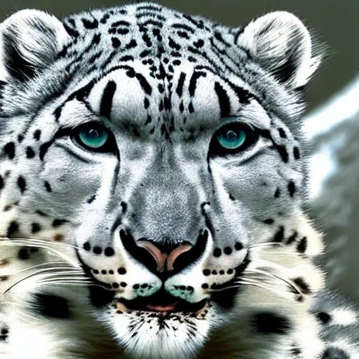 Image similar to snow leopard driving a car, professional photo