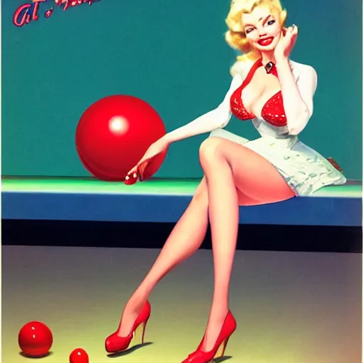 Image similar to let's go bowling with jayne mansfield by gil elvgren and mort drucker,