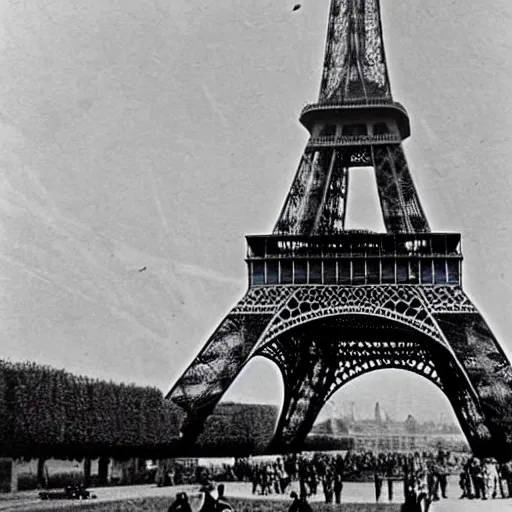 Prompt: eiffel tower during a ww 2 bombardment