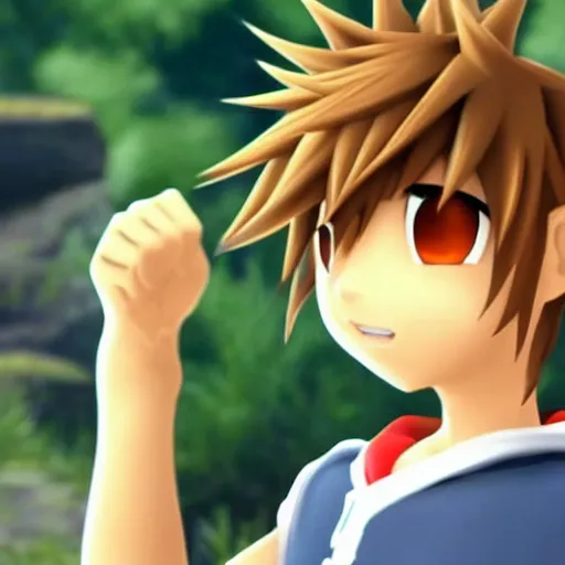 Image similar to sora relishing in the fact that he has finally won a fight after losing 5 0 times in a row, realistic, 4 k