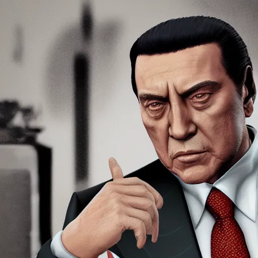 Image similar to Silvio Berlusconi in Yakuza videogame, 8k trending on artstation