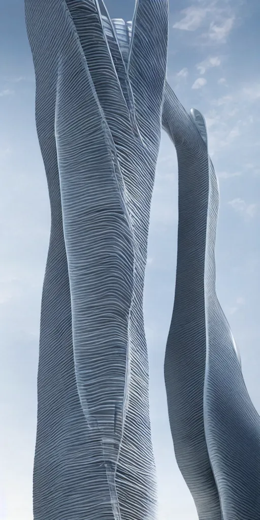 Image similar to epic futuristic tower, highly detailed, realistic, by zaha hadid