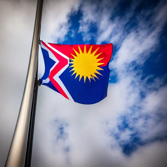 Prompt: photo of a malaysian flag raised on a flag pole on the malaysian national day, highly detailed, 8 k, hdr smooth, sharp focus, high resolution, award - winning photo, dslr, 5 0 mm