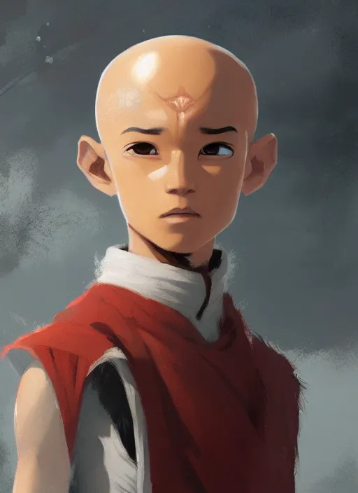 Image similar to highly detailed portrait of aang the last airbender, unreal engine, fantasy art by greg rutkowski