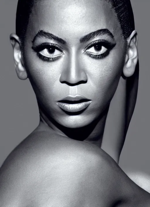 Image similar to music video still of beyonce styled by nick knight posing, showstudio, face close up, vogue magazine, canon, highly realistic. high resolution. highly detailed. dramatic. 8 k. 4 k.