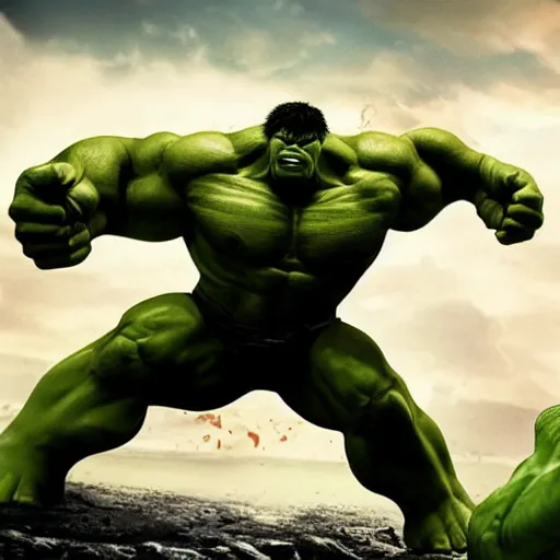 Prompt: hulk fighting against juggernaut, marvel, cinematic style, detailed, action scene