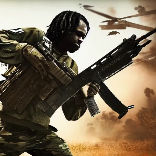 Image similar to chief keef and call of duty warzone digital art 4 k the detailed super realistic