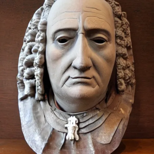 Image similar to cardboard mold mask of Christopher Columbus in color
