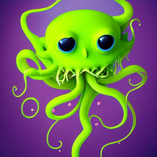 Prompt: cute cthullu render, underwater, bright colors, masterpiece